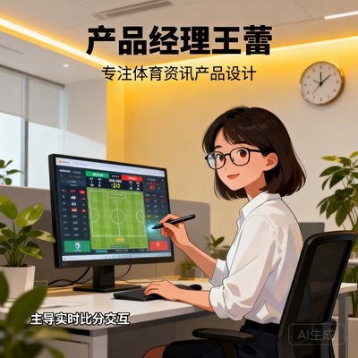 产品经理王蕾，专注于体育资讯产品设计，主导实时比分交互